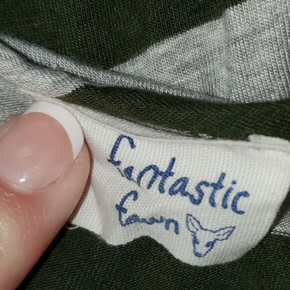 Green Grey Striped Top with Open Back EUC - Picture 5 of 6